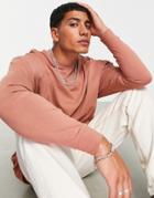 Asos Design Organic Cotton Blend Oversized Long Sleeve T-shirt In Tobacco Brown