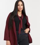 Simply Be Cut Out Back Blazer In Wine-red