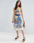 Asos Co-ord Midi Skirt With Postcard Print - Multi