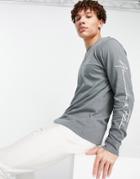 Abercrombie & Fitch Front And Sleeve Script Logo Long Sleeve Top In Olive-green