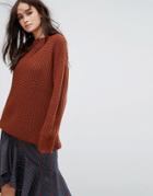 Moon River Distressed Chunky Sweater - Brown
