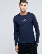 Emporio Armani Slim Fit Long Sleeve Top In Navy - Navy