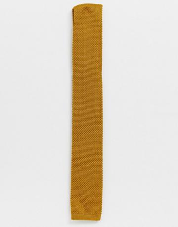 Twisted Tailor Knitted Tie In Mustard-brown