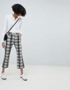 Asos Design Egerton Rigid Cropped Flare Jeans In Mono Check Print - Multi