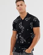 Jack & Jones Premium Short Sleeve Revere Collar Shirt In Floral Print - Black