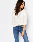 Stitch & Pieces Chenille Cross Knit Sweater - Cream