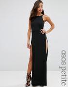 Asos Petite 90's Maxi Dress With Splices - Black