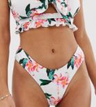 Peek & Beau Eco Exclusive Floral High Leg Bikini Bottom In White Multi