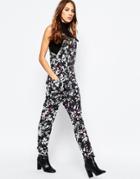 Neon Rose Relaxed Jumpsuit In Winter Floral - Multi