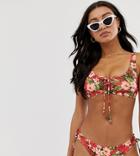New Look Tropical Print Bikini Top-multi