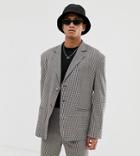 Collusion Oversized Suit Jacket In Brown Check - Brown