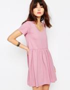 Asos Smock Dress With Short Sleeve - Pink