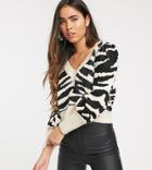 Skylar Rose Cropped Sweater In Zebra Knit