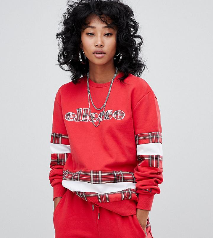 Ellesse Relaxed Sweatshirt With Logo Front And Check Panels Two-piece - Red