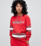 Ellesse Relaxed Sweatshirt With Logo Front And Check Panels Two-piece - Red