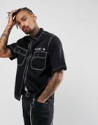 Granted Shirt In Black With Contrast Stitching Reg Fit - Black