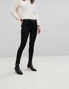Mango Leather Look Skinny Jeans With Belt - Black