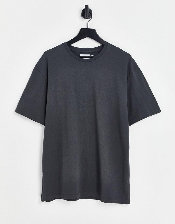 Topman Organic Oversized Fit T-shirt In Charcoal-gray