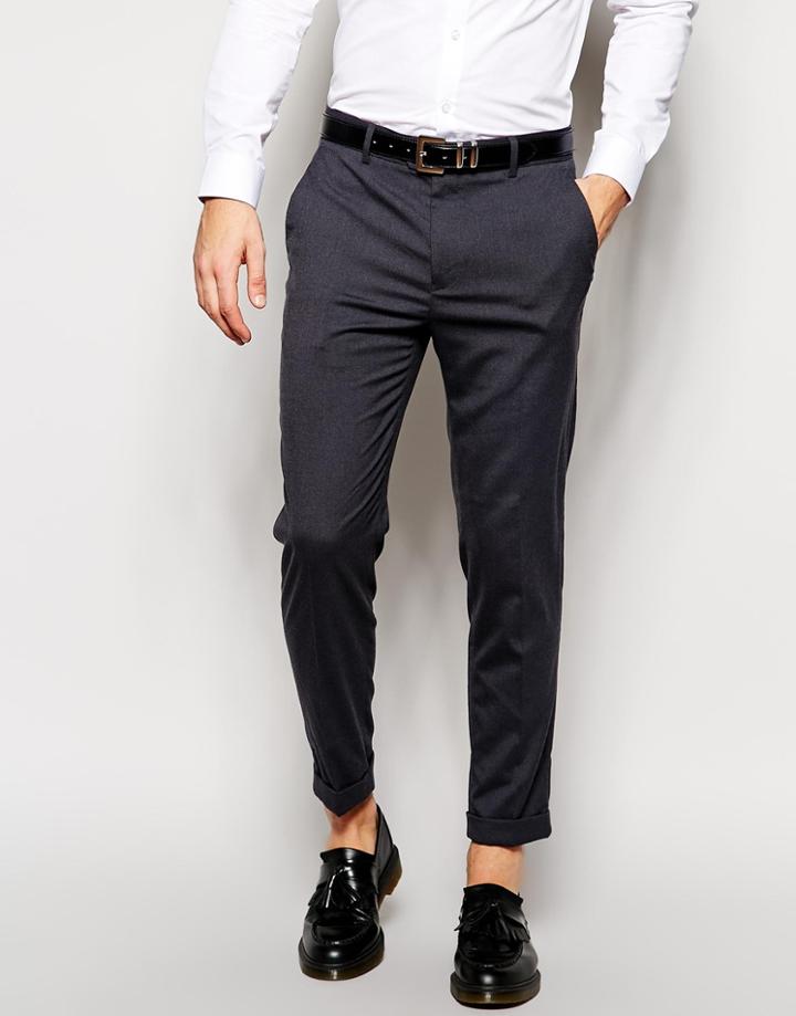 Asos Skinny Fit Smart Cropped Pants - Charcoal