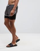 Asos Swim Shorts With Extreme Side Split And Stretch Double Layer - Black