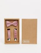 Asos Design Velvet Suspenders In Light Pink