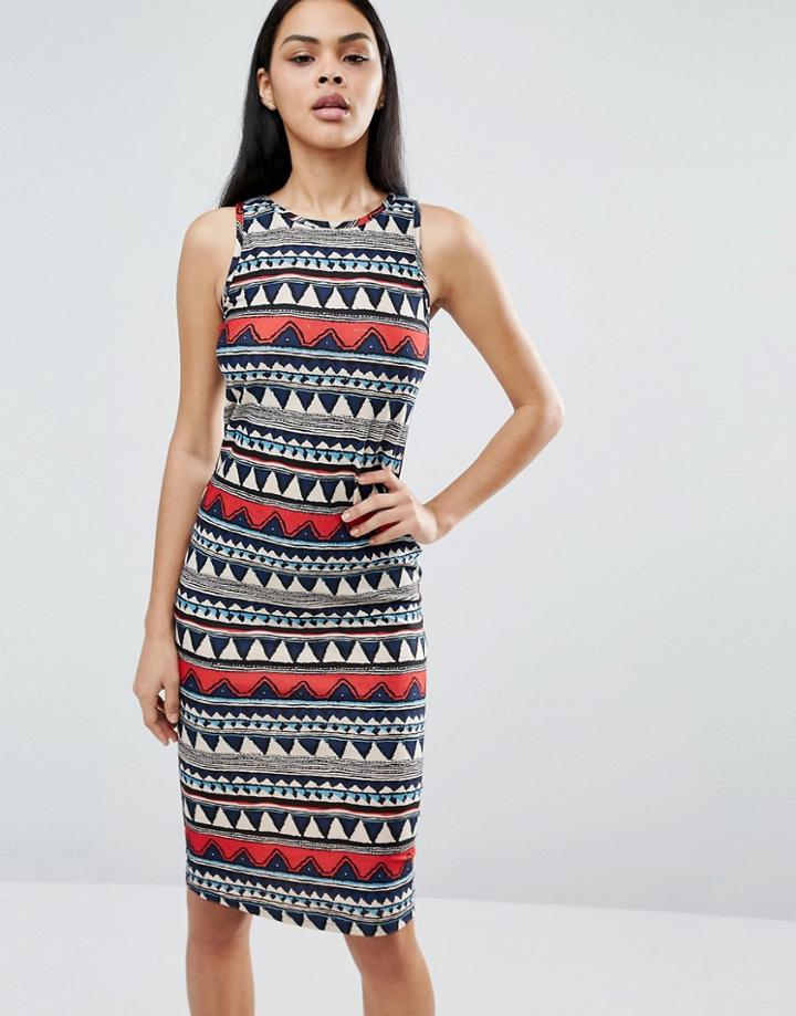 Pussycat London Printed Jersey Midi Dress - Blue