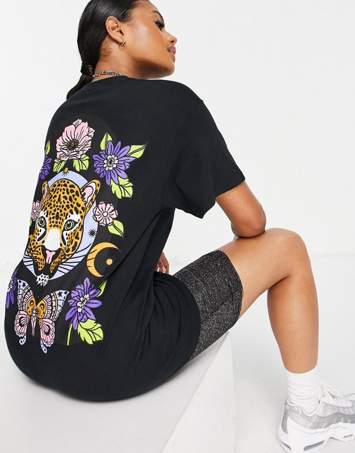 Hnr Ldn Oversized T-shirt With Tiger Back Print In Black