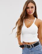 Asos Design Rib Knitted Crop Top - White
