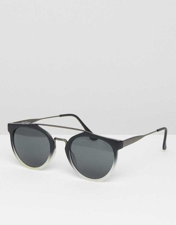 Jeepers Peepers Round Sunglasses In Black & Clear Fade - Black