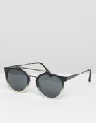 Jeepers Peepers Round Sunglasses In Black & Clear Fade - Black