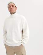 Asos Design Oversized Turtleneck Sweatshirt In Off White