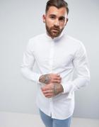 Hugo By Hugo Boss Elvor Slim Fit Basic Poplin Grandad Collar Shirt - White