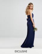 Tfnc Wedding Bandeau Maxi Dress With Bow Back Detail - Navy