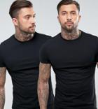 Asos 2 Pack T-shirt In Black With Crew Neck Save - Black