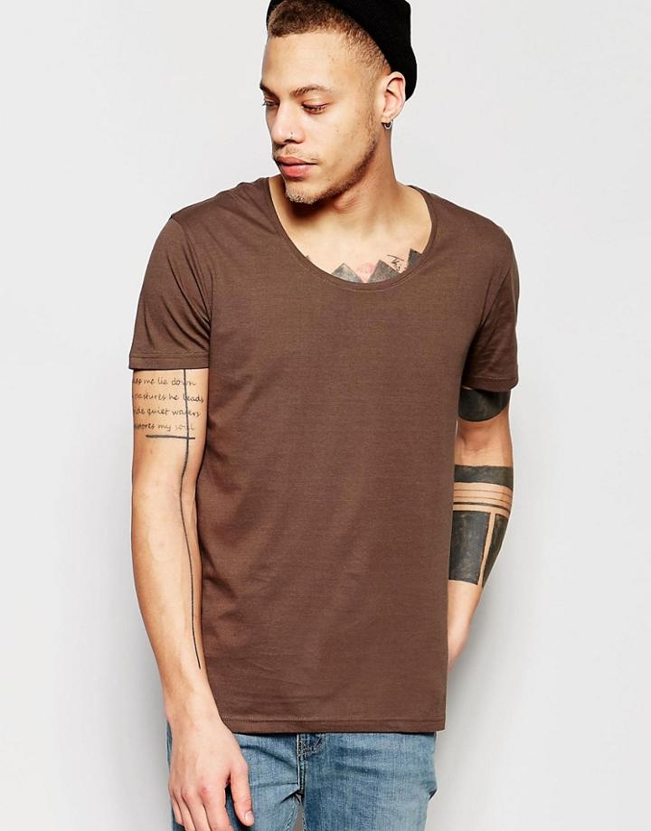Weekday Daniel Scoop Neck T-shirt In Mole Gray - Gray