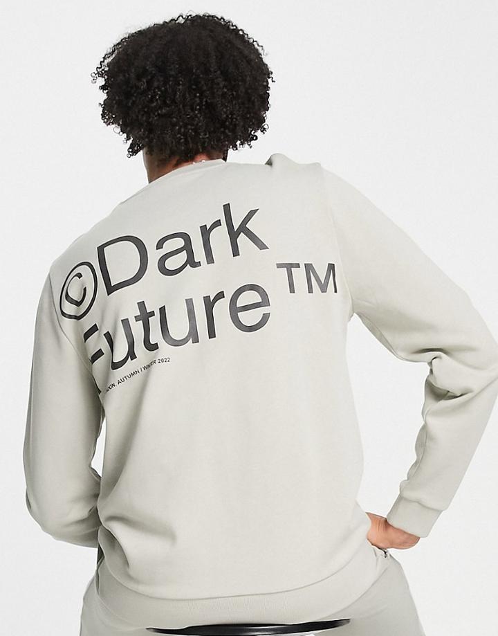 Asos Dark Future Sweatshirt With Back Logo Print In Neutral - Part Of A Set
