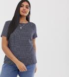 Vero Moda Curve Mini Grid Check Woven T-shirt-multi
