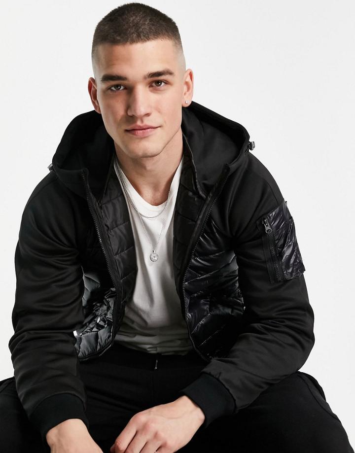 Jack & Jones Essentials Padded Jacket In High Shine Black