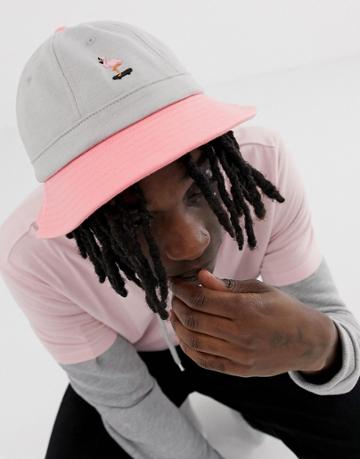 Ripndip Beaches Bucket Hat In Pink And Gray - White
