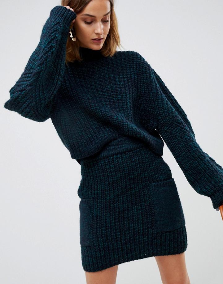 Asos White Knitted Two-piece Skirt-multi