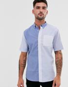 River Island Short Sleeve Shirt In Blue Color Blocking