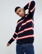 Mennace Sweater In Navy Stripe - Navy