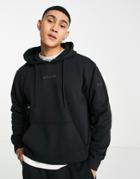 Adidas Originals 'trefoil Linear' Hoodie In Black With Arm Patch