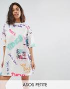Asos Petite Graffiti Print T-shirt Dress - Multi
