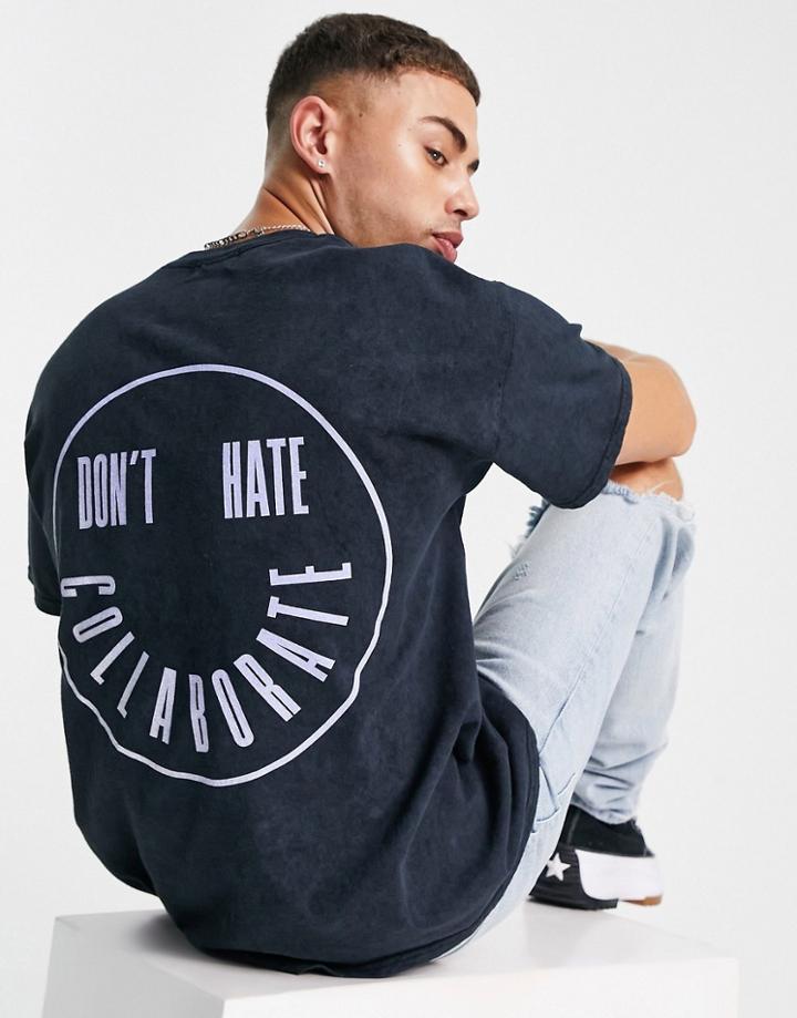 Topman Oversized Fit T-shirt With Don't Hate Print In Black