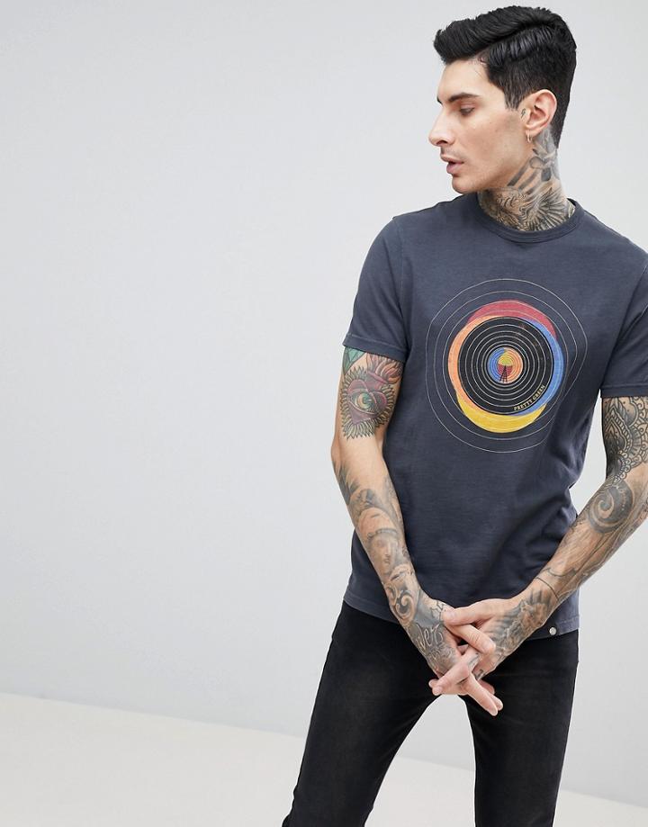 Pretty Green Vinyl Broadcast Logo T-shirt In Gray - Gray