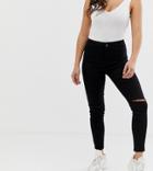 New Look Petite Ripped Skinny Jeans In Black