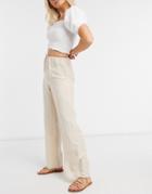 & Other Stories Eco High Waist Linen Mix Pants In Beige-neutral