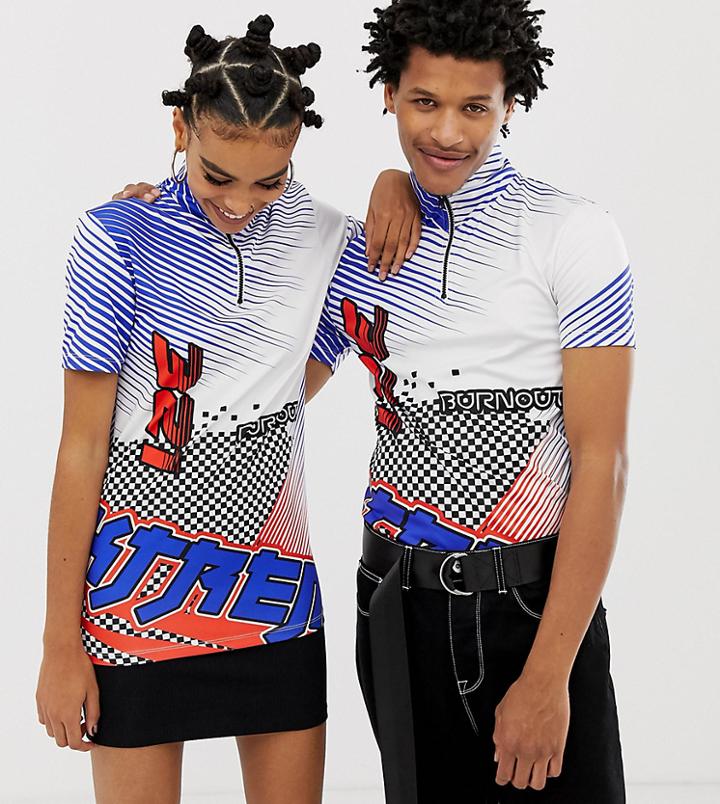 Collusion X Motocross Unisex Zip Front T-shirt-white