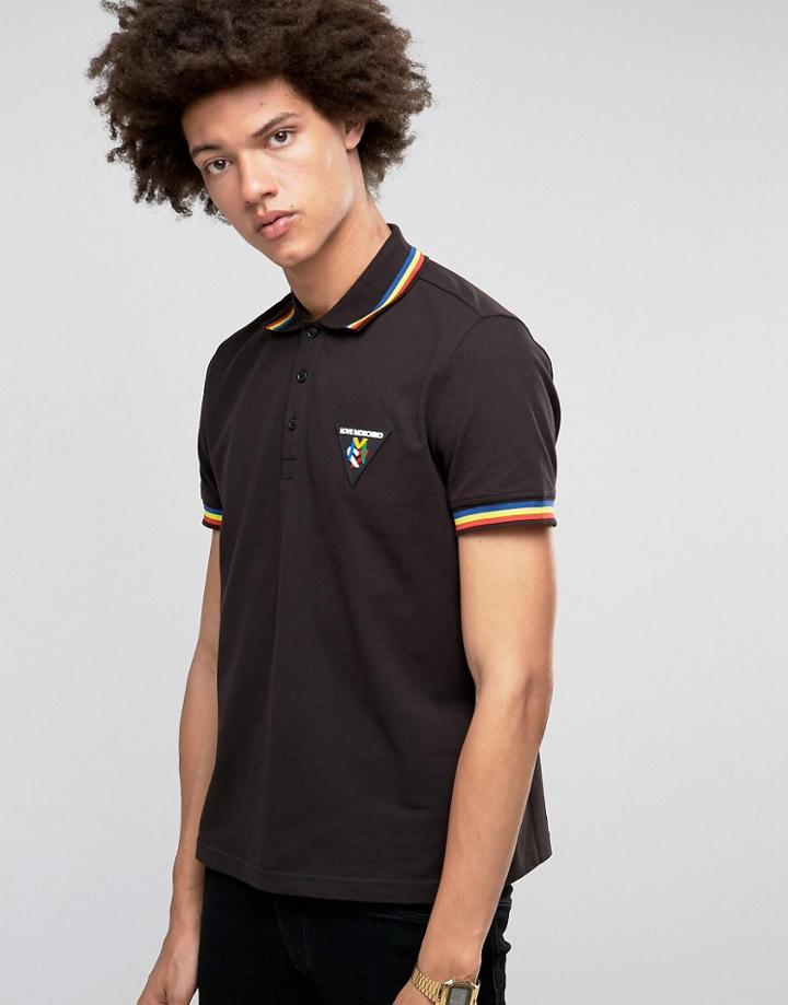 Love Moschino Tipped Polo Shirt With Logo - Black